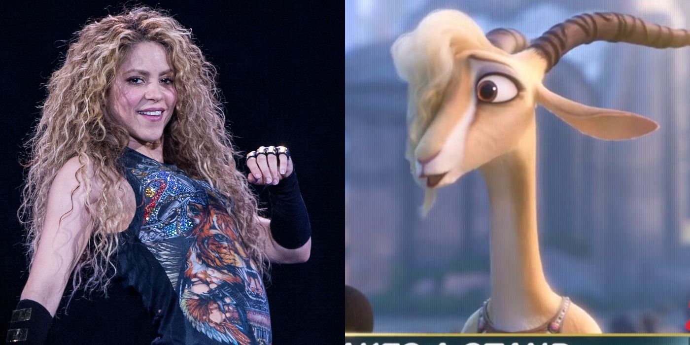 Separate images of Shakira and Gazelle from Zootopia